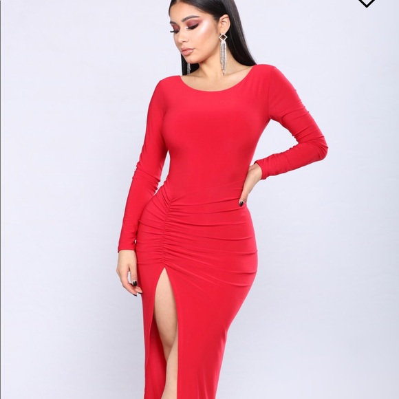 red asymmetrical dress